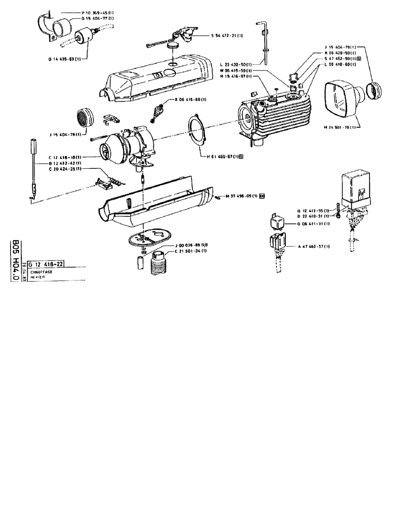Схема запчастей Case 90BCL - (126) - HEATER (05) - UPPERSTRUCTURE CHASSIS