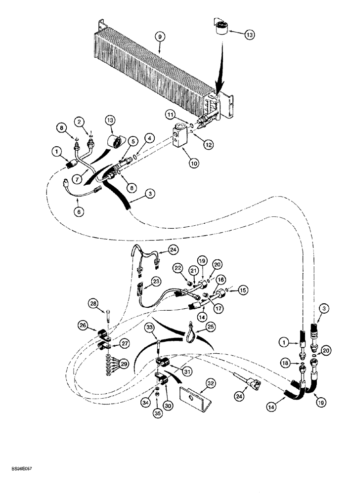 Схема запчастей Case 1150G - (9-068) - AIR CONDITIONING SYSTEM, COMPRESSOR TO EVAPORATOR CORE (05) - UPPERSTRUCTURE CHASSIS