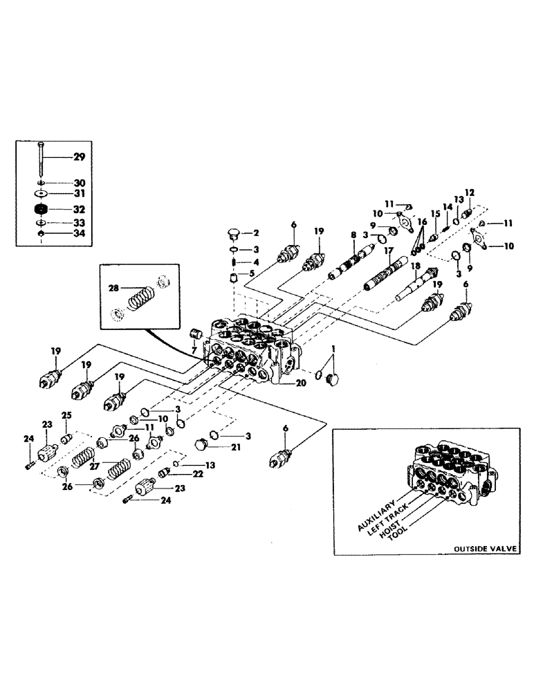 Схема запчастей Case 40BLC - (260) - 4-SPOOL MAIN CONTROL VALVE, (USED WITH TOOL, HOIST, LEFT TRACK AND AUXILIARY CIRCUITS) (07) - HYDRAULIC SYSTEM