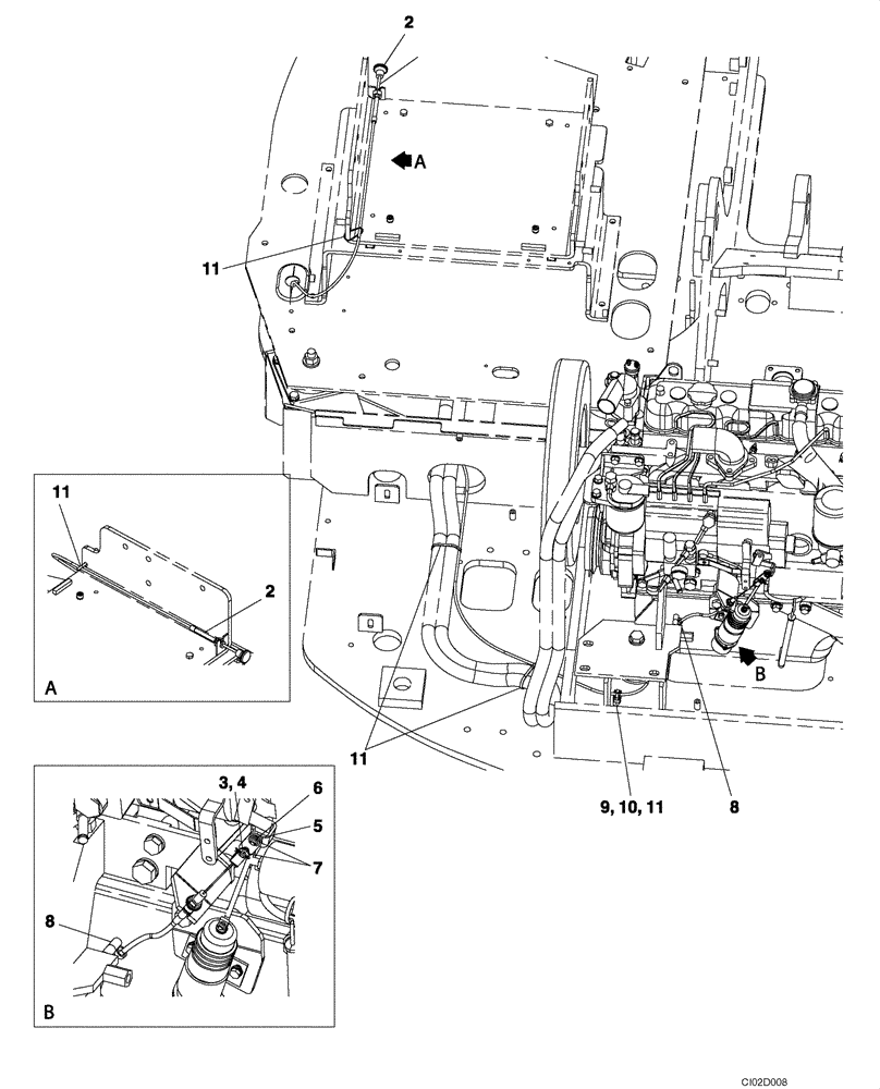 Схема запчастей Case CX80 - (03-05) - ENGINE SHUTOFF (03) - FUEL SYSTEM