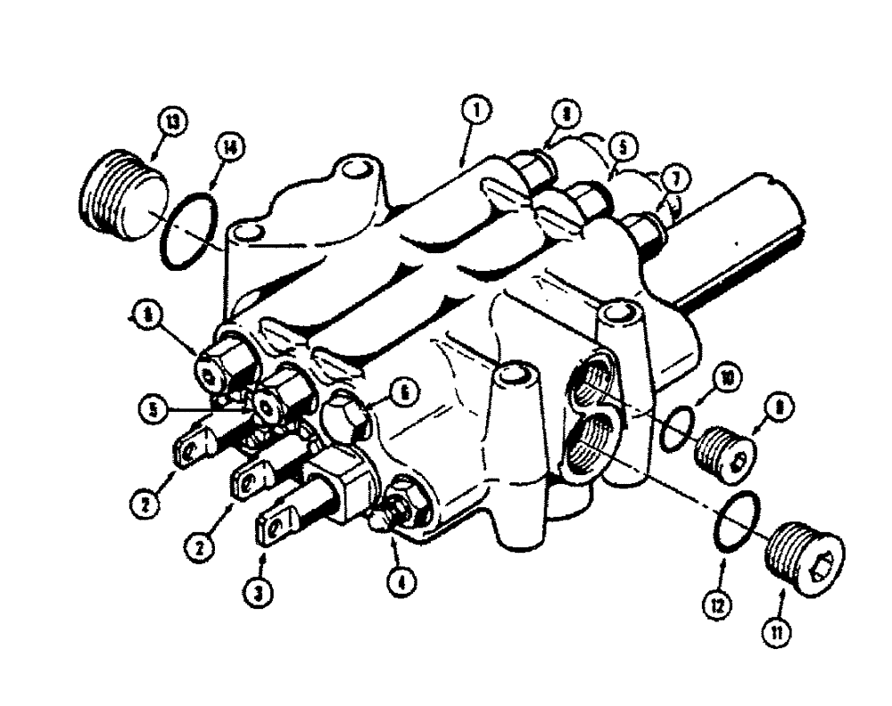 Схема запчастей Case 450 - (228) - R29819 LOADER CTRL VALVE (3 SPOOL), USED ON MODELS W/0 RETURN-TO-DIG FEATURE & W/LOGGING ATTACHMENT (07) - HYDRAULIC SYSTEM
