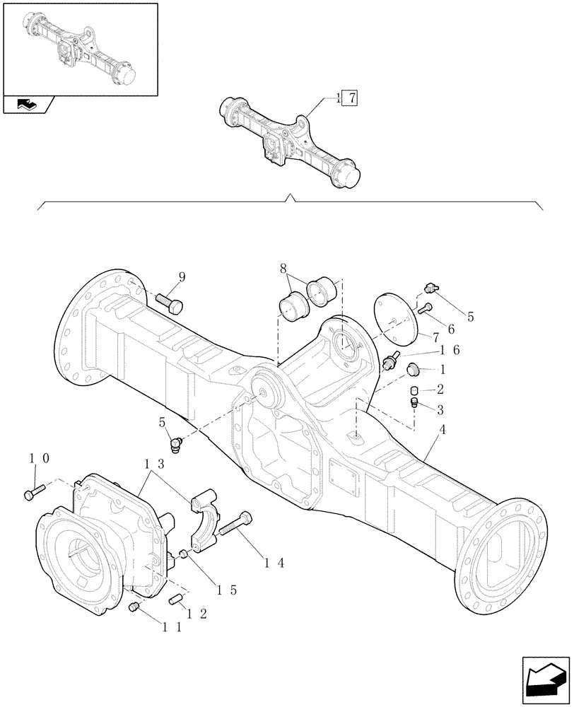 Схема запчастей Case 321E - (076/01[11]) - 20 / 35KM/H (HIGH SPEED) REAR AXLE: HOUSING (05) - REAR AXLE