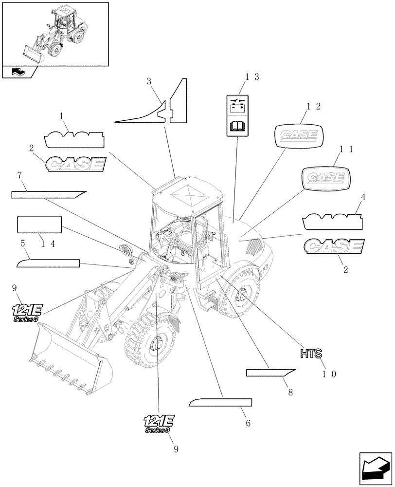 Схема запчастей Case 121E - (622/02[02]) - DECAL KIT DESIGN CANOPY (HIGH SPEED) (08) - SHEET METAL/DECALS