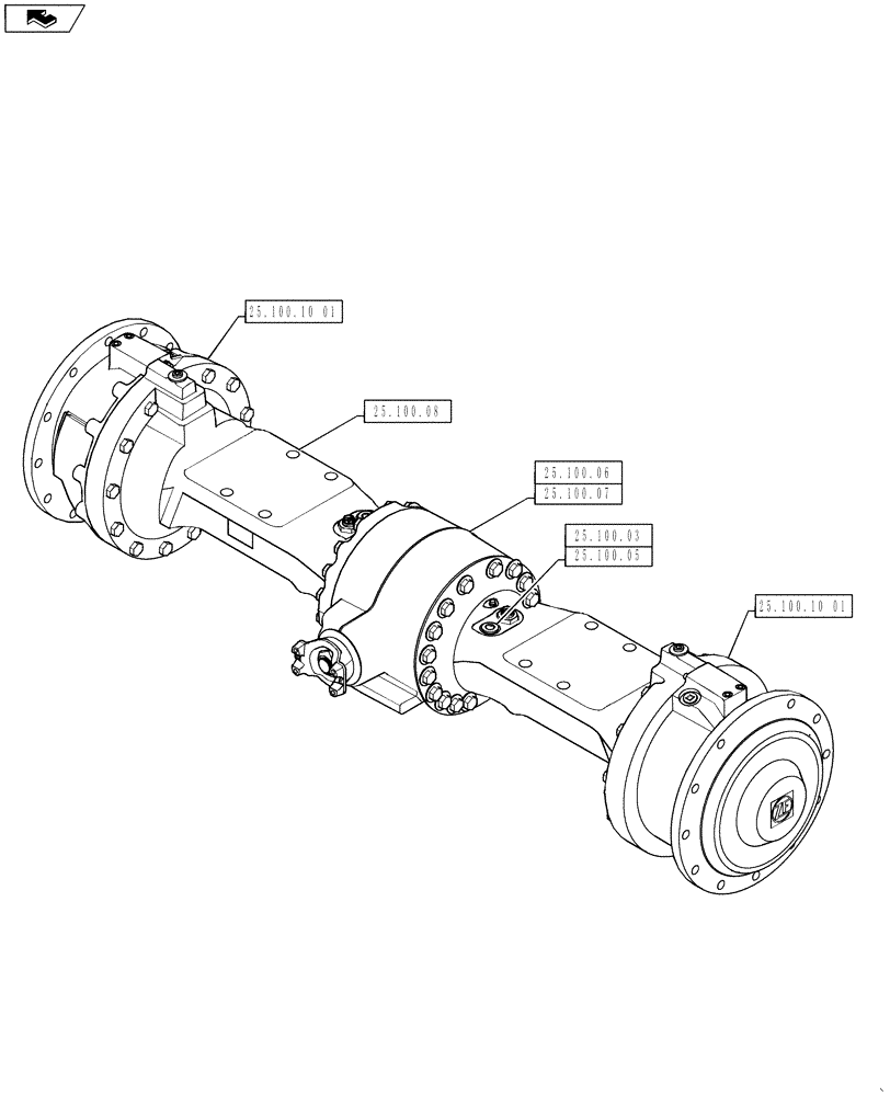 Схема запчастей Case 521F - (00.000.25) - PICTORIAL INDEX, FRONT AXLE (00) - GENERAL & PICTORIAL INDEX