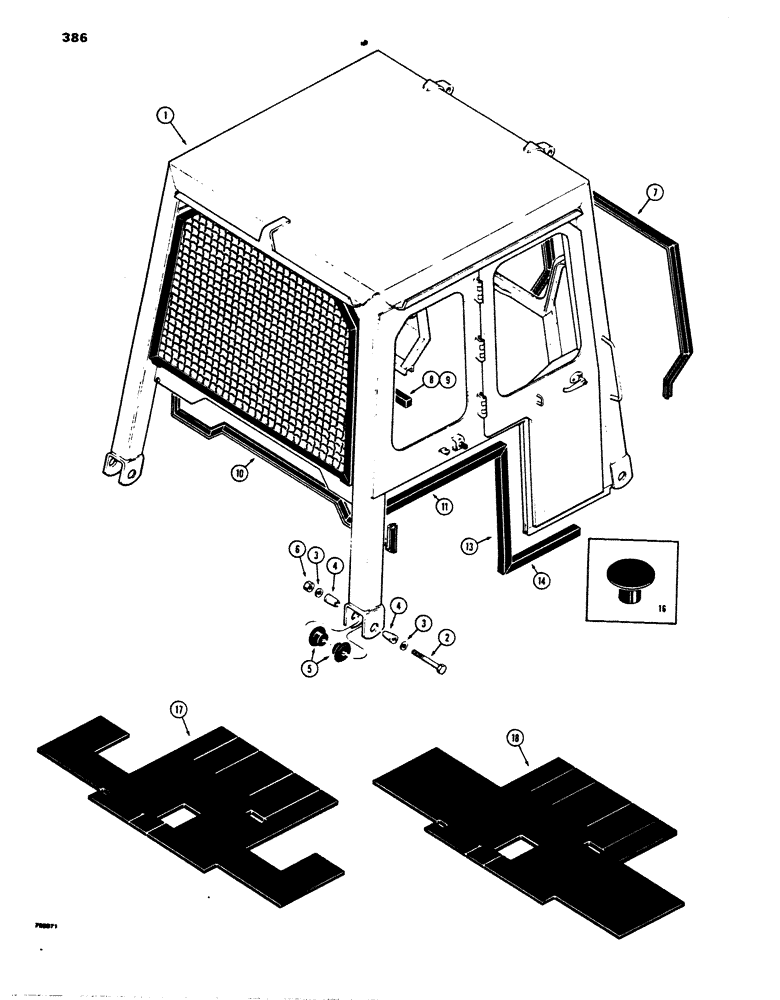 Схема запчастей Case 850B - (386) - CAB-NON-PRESSURIZED, MOUNTING AND FLOOR MATS (05) - UPPERSTRUCTURE CHASSIS