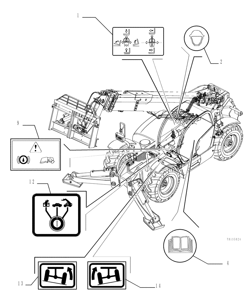 Схема запчастей Case TX742 - (1.98.A[01]) - DECALS - VERSION (02) (90) - PLATFORM, CAB, BODYWORK AND DECALS