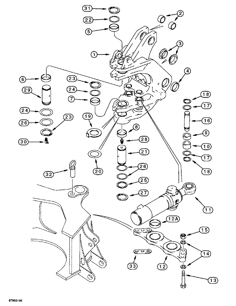 Схема запчастей Case 580L - (9-034) - BACKHOE SWING CYLINDERS AND SWING TOWER (09) - CHASSIS/ATTACHMENTS