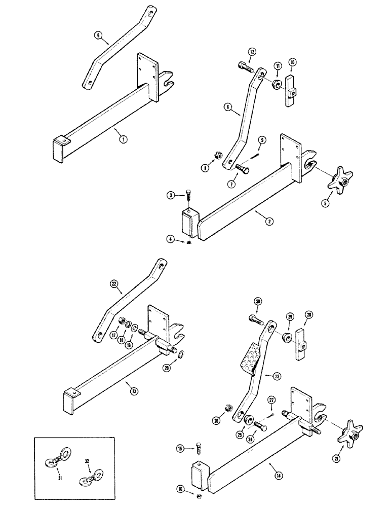 Схема запчастей Case 480CK - (20) - BACKHOE MOUNTING PARTS, USED ON MODELS WITHOUT DRAFT-O-MATIC (82) - FRONT LOADER & BUCKET
