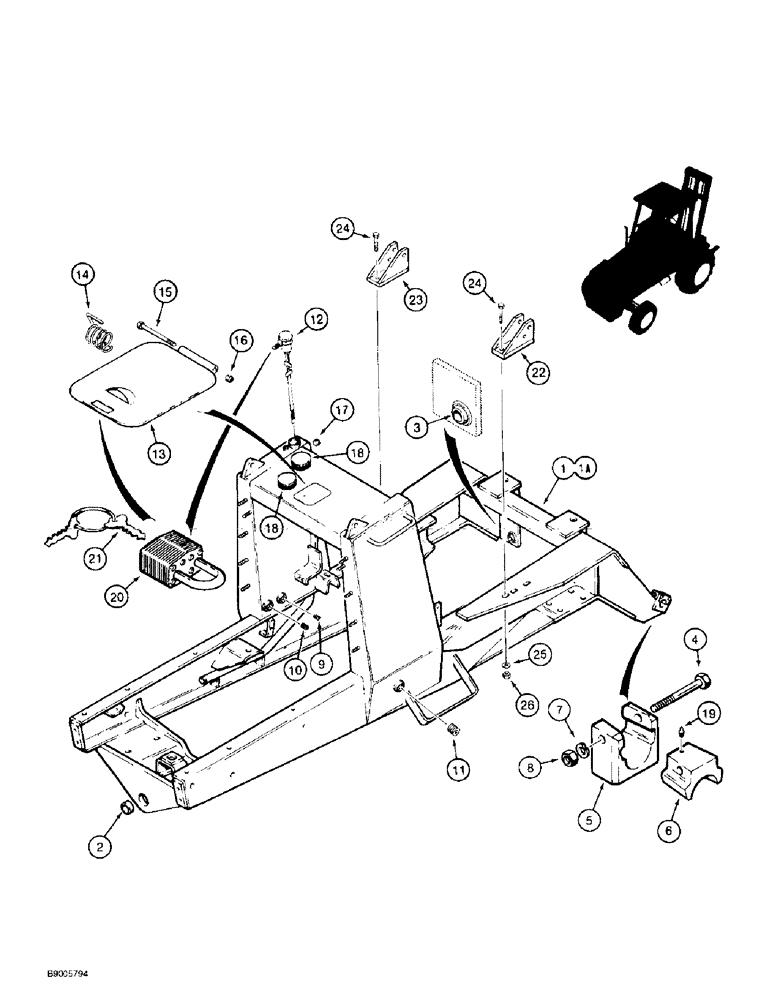 Схема запчастей Case 584E - (9-118) - CHASSIS, MODELS WITH DUAL MAST LIFT CYLINDERS, WITH 31 DEGREE FORWARD MAST TILT (09) - CHASSIS/ATTACHMENTS