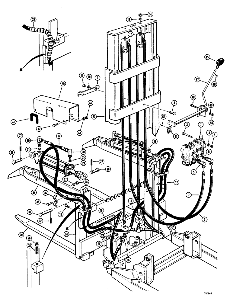 Схема запчастей Case 580 - (32) - LOG CLAMP AND HYDRAULICS (USED WITH 5000 LB. LIFT CAPACITY MAST ONLY) (35) - HYDRAULIC SYSTEMS