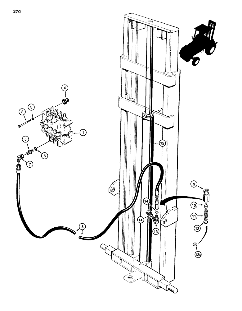 Схема запчастей Case 585D - (270) - MAST LIFT CYLINDER HYDRAULIC CIRCUIT (35) - HYDRAULIC SYSTEMS