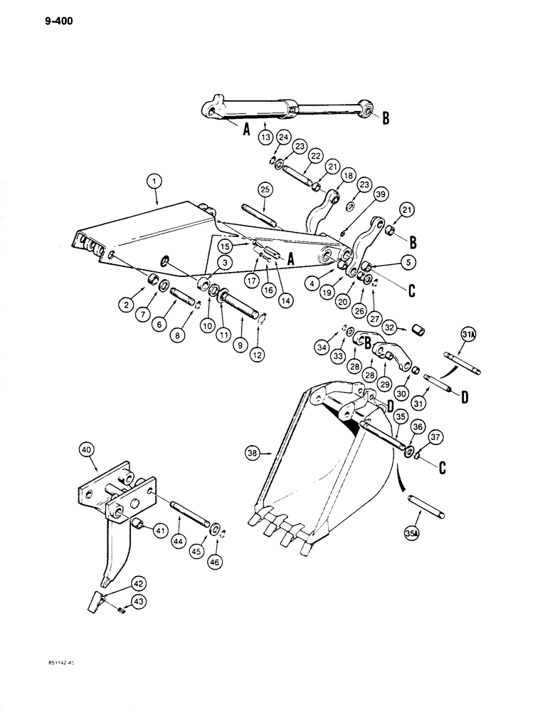 Схема запчастей Case 680K - (9-400) - BACKHOE DIPPER AND BUCKET (09) - CHASSIS/ATTACHMENTS