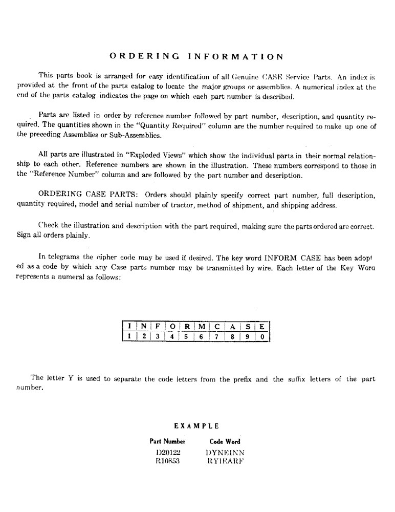 Схема запчастей Case 320 - (002) - SELL GENUINE CASE PARTS (00) - GENERAL