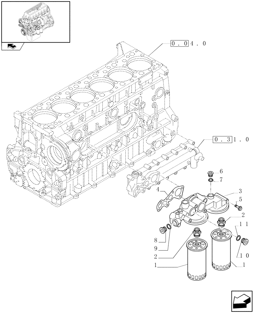 Схема запчастей Case F3AE0684P E909 - (0.30.2) - FILTER ENGINE OIL (504091888 - 504069738) 
