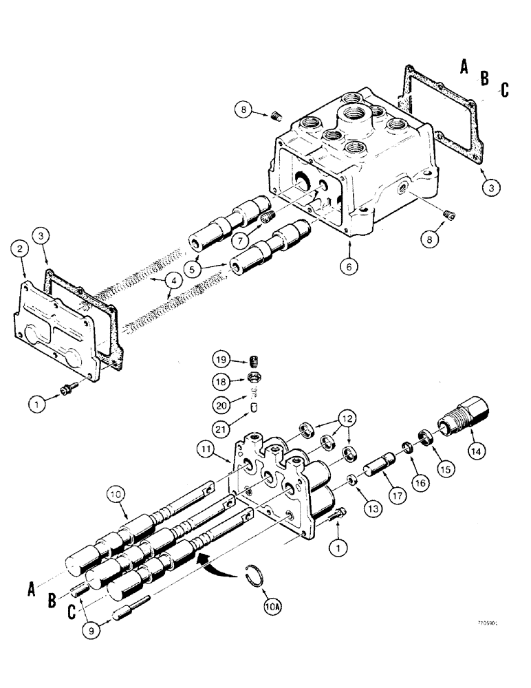 Схема запчастей Case 475 - (172) - TRANSMISSION CONTROL VALVE (21) - TRANSMISSION