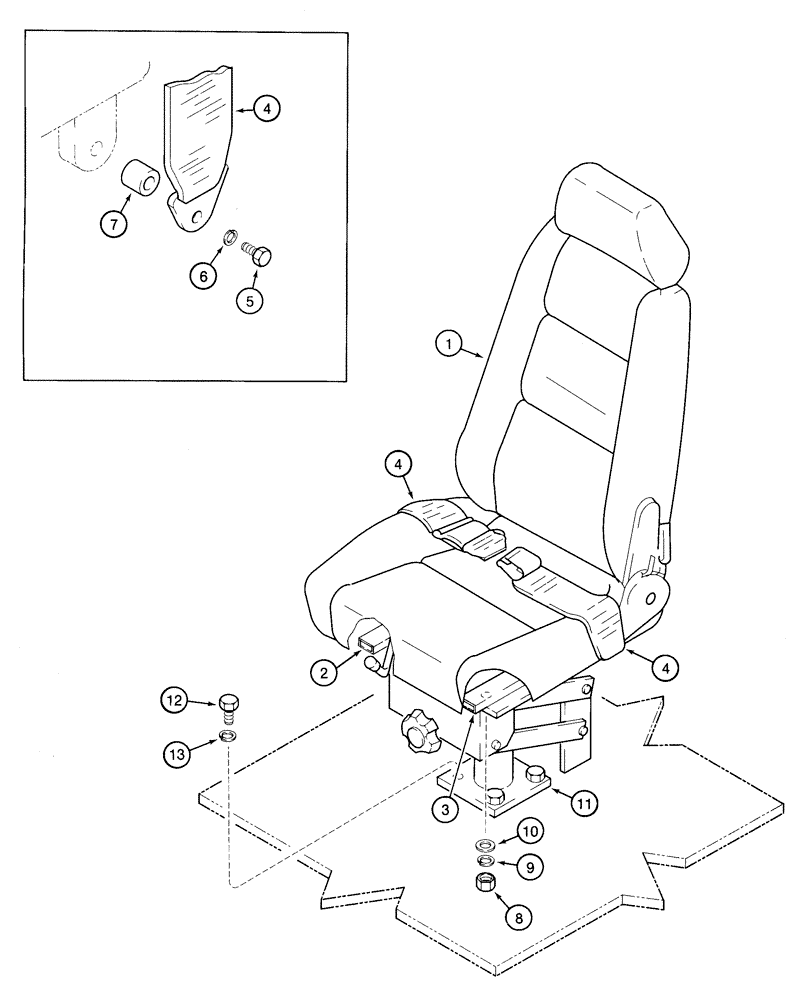 Схема запчастей Case 9060 - (9-34) - SEAT, SEAT BELT AND MOUNTING (09) - CHASSIS/ATTACHMENTS