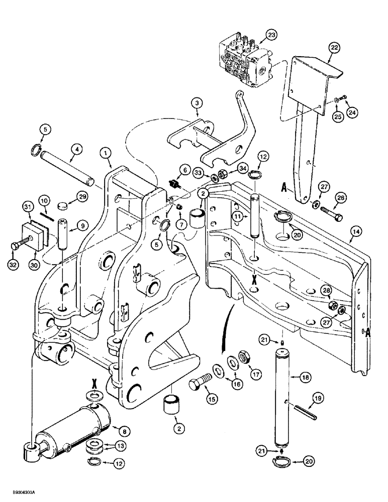 Схема запчастей Case 560 - (9-124) - PLOW SWING TOWER AND MOUNTING BRACKET, P85 PLOW (09) - CHASSIS/ATTACHMENTS
