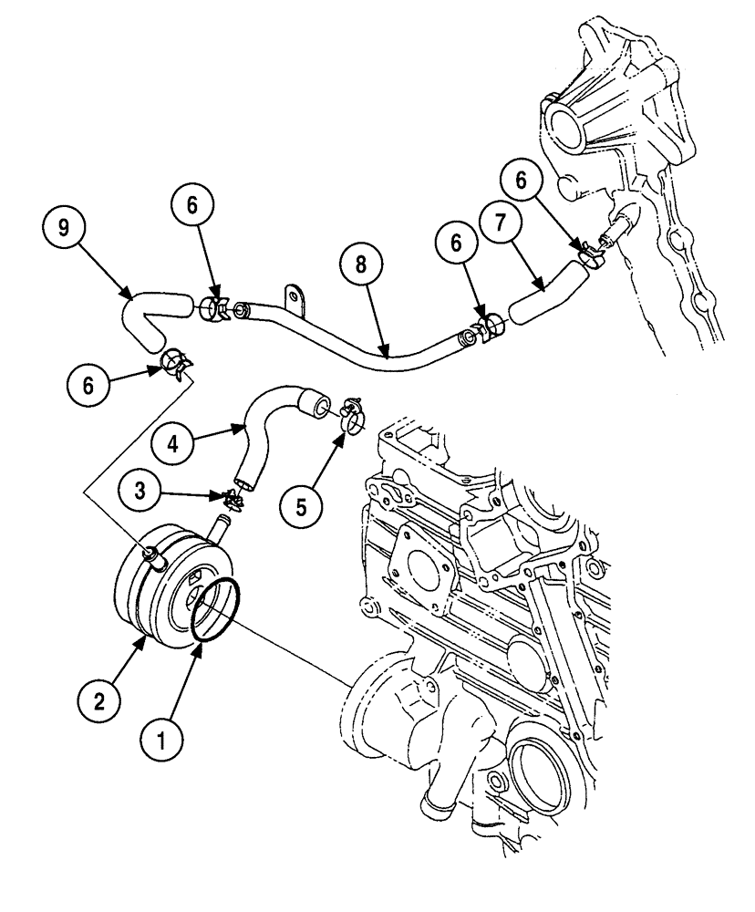 Схема запчастей Case 6010 - (02-06) - OIL COOLER, KUBOTA V2003TE ENGINE (10) - ENGINE