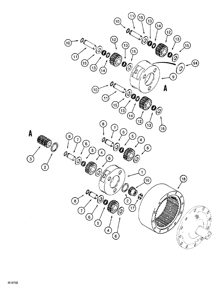 Схема запчастей Case 760 - (09-078) - TRENCHER DRIVE PLANETARY (89) - TOOLS
