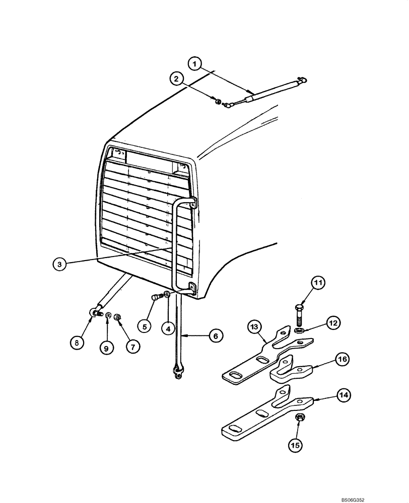 Схема запчастей Case 865 - (09.22[00]) - ENGINE HOOD - DAMPER AND BRACKET (09) - CHASSIS