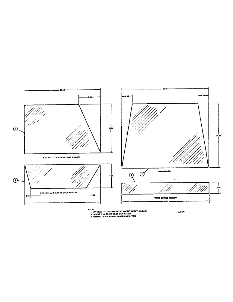 Схема запчастей Case W7E - (248) - CAB GLASS (09) - CHASSIS/ATTACHMENTS