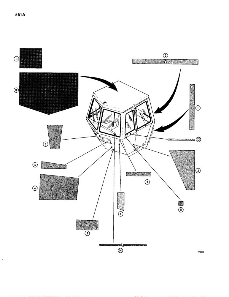 Схема запчастей Case W24B - (281A) - NOISE CONTROL PADS, USED CAB SN 27750 AND AFTER (09) - CHASSIS
