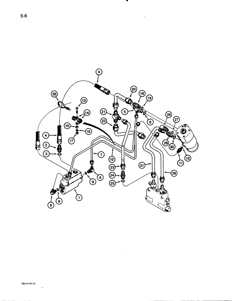 Схема запчастей Case W30 - (5-06) - STEERING HYDRAULIC CIRCUIT, FROM STEERING VALVE (05) - STEERING