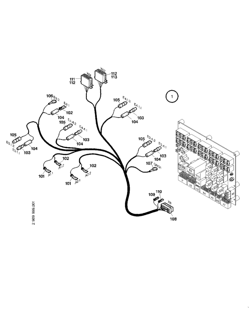 Схема запчастей Case 21D - (32.514[2989999001]) - OPERATORS CAB CABLE HARNESS ROOF (55) - ELECTRICAL SYSTEMS