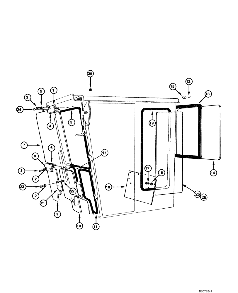 Схема запчастей Case 845 DHP - (09.29[00]) - CAB - WINDOWS ASSEMBLY (OPEN CAB) (09) - CHASSIS