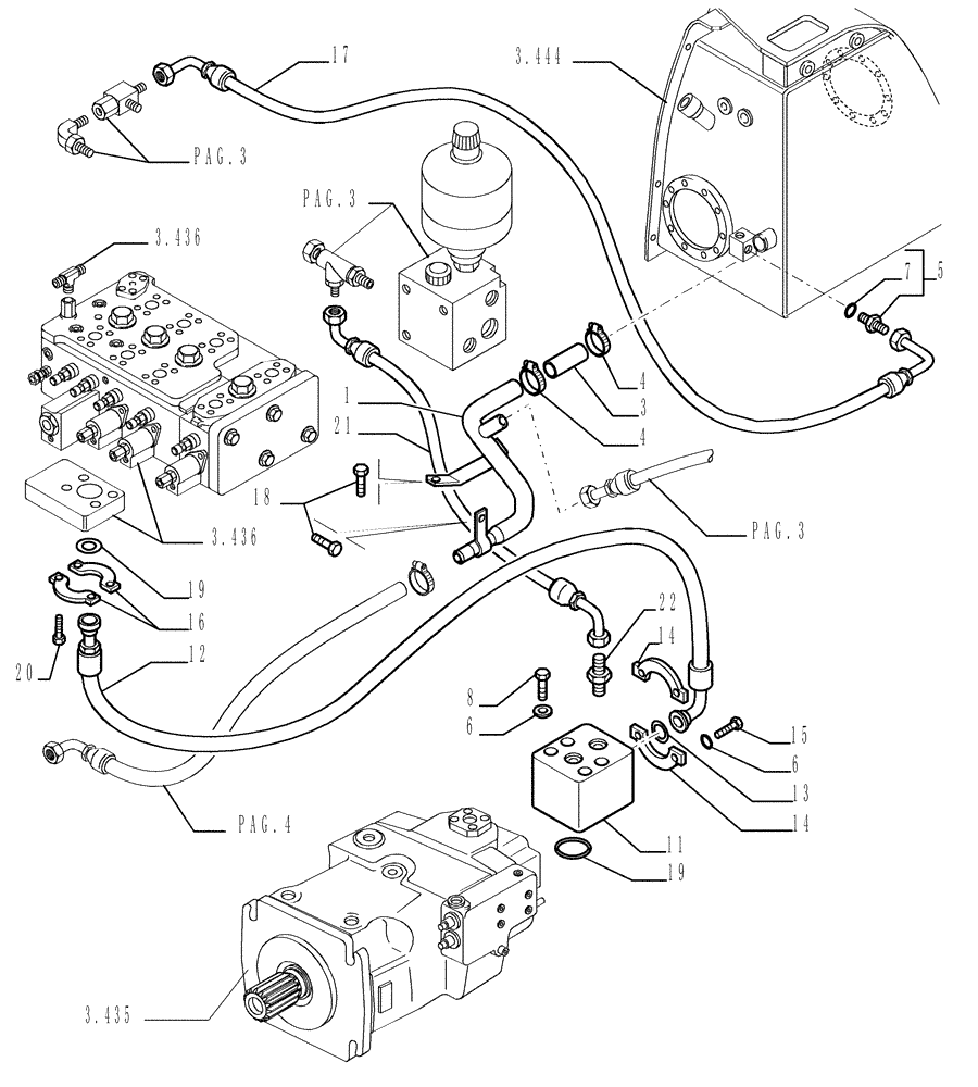 Схема запчастей Case 1850K - (3.434[02]) - HYDRAULIC SYSTEM PIPING (07) - HYDRAULIC SYSTEM/FRAME