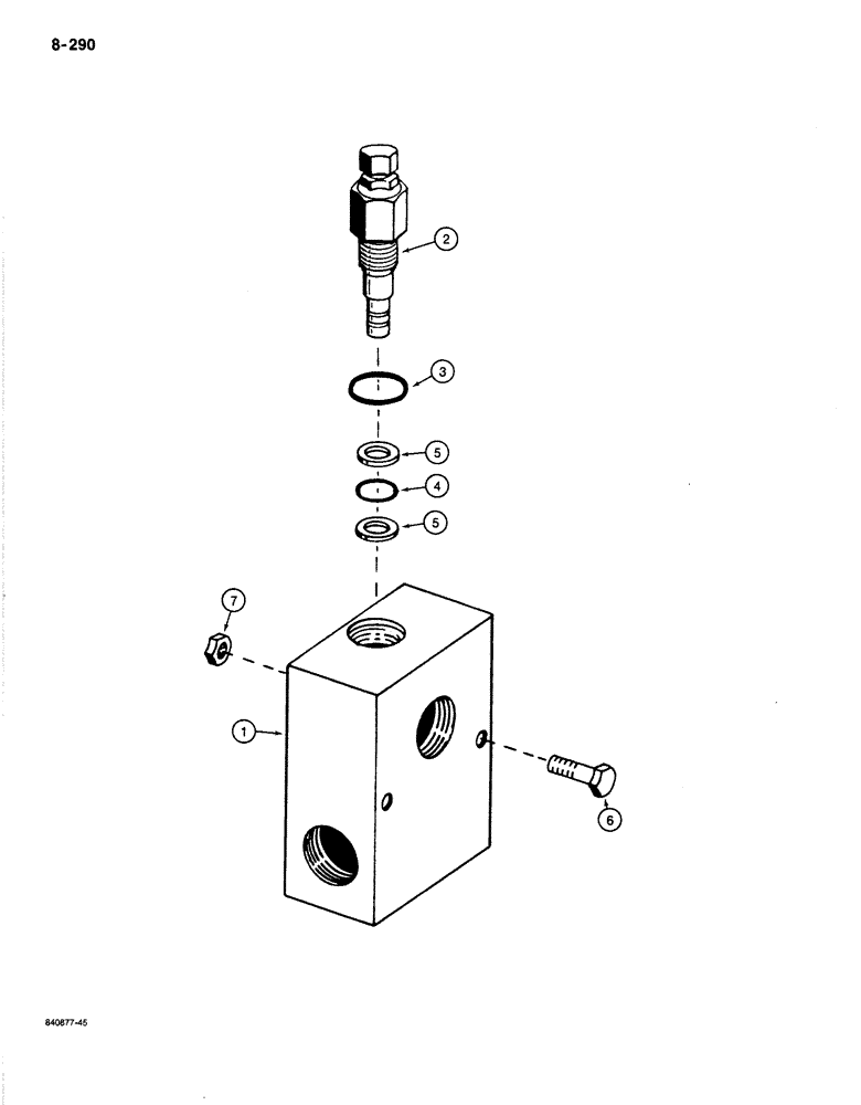 Схема запчастей Case 1187B - (8-290) - RELIEF VALVE, USED WITH ROTARY CUTTER (08) - HYDRAULICS