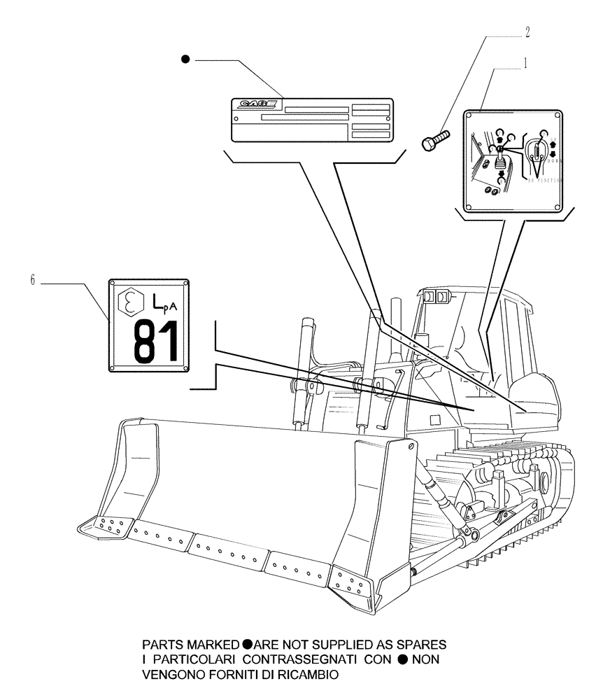 Схема запчастей Case 1850K - (9.651[05]) - ROPS CANOPY - DECAL - OPTIONAL CODE 784111131 (19) - OPTIONS