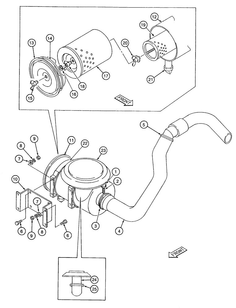 Схема запчастей Case 9060 - (2-08) - AIR CLEANER SYSTEM (02) - ENGINE