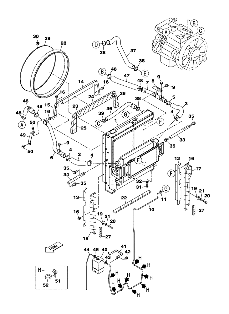 Схема запчастей Case CX300C - (02-004-00[01]) - ENGINE WATER CIRCUIT - RADIATOR (02) - ENGINE