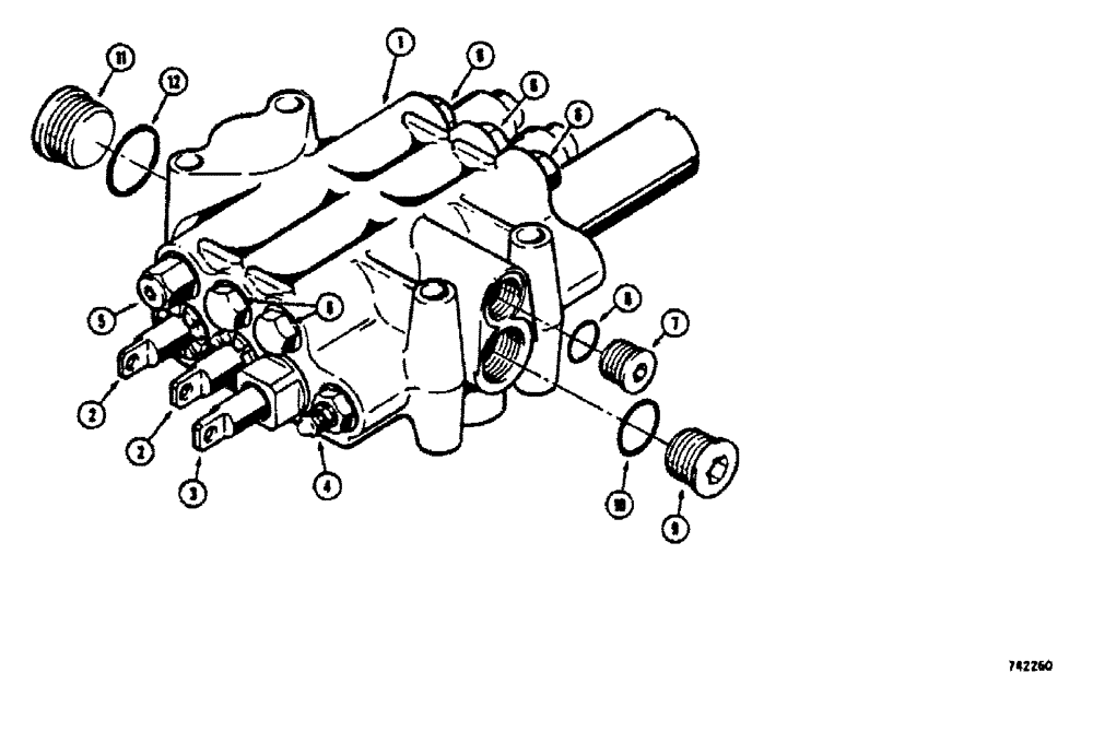 Схема запчастей Case 450 - (226[1]) - R30044 ANGLE DOZER CONTROL VALVE (3 SPOOL) USED WITH RIPPER OR PULL BEHIND HYDRAULICS (07) - HYDRAULIC SYSTEM