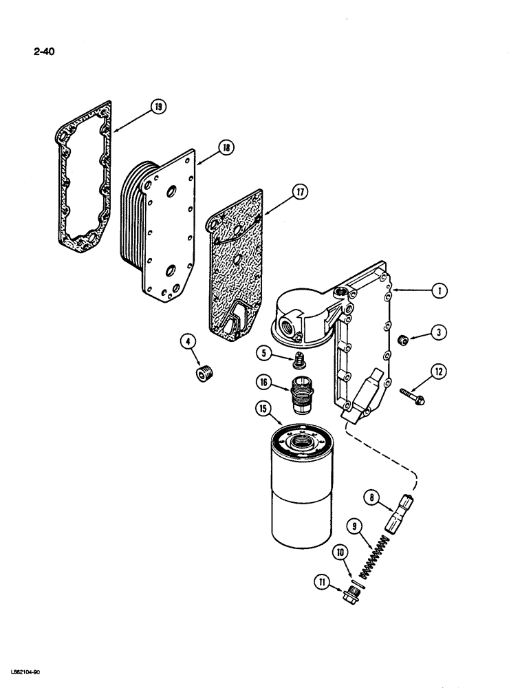 Схема запчастей Case W36 - (2-40) - OIL FILTER AND COOLER, 6TA-830 ENGINE (02) - ENGINE