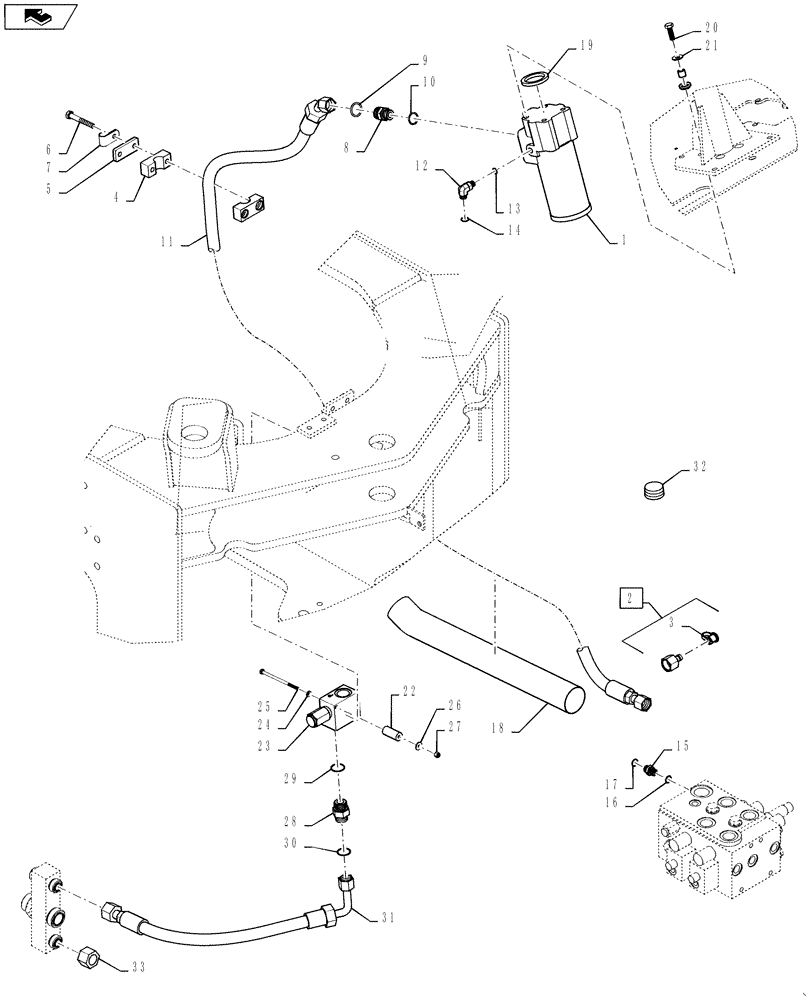 Схема запчастей Case 621F - (41.200.00) - STEERING LINES PRESURE AND RETURN STANDARD (41) - STEERING