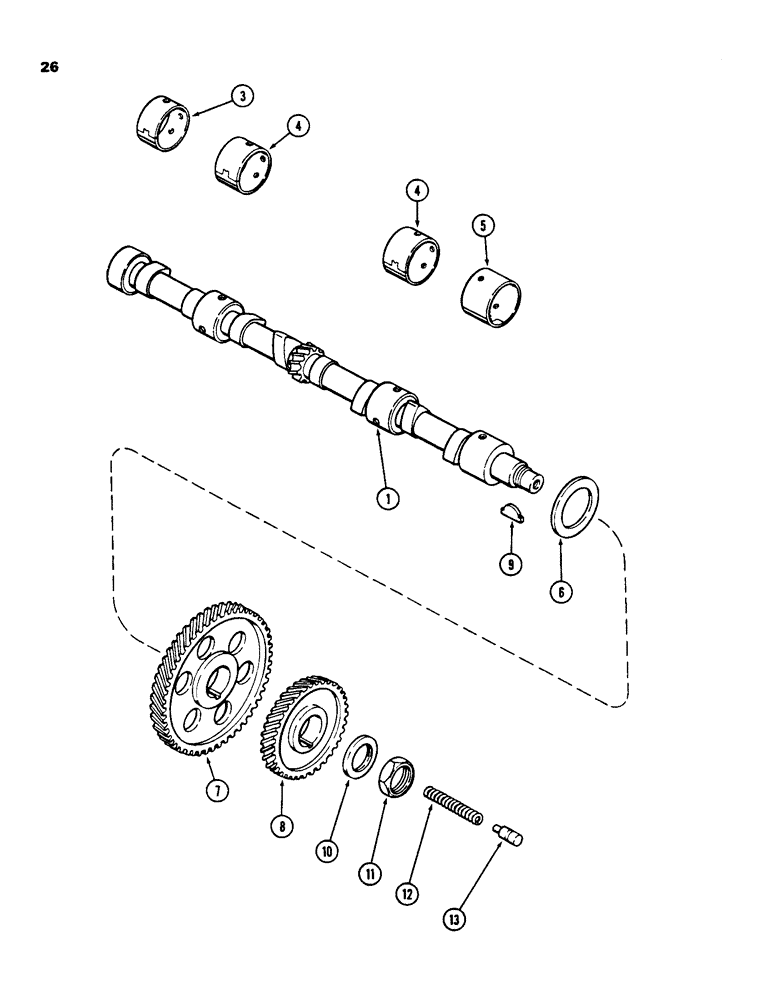 Схема запчастей Case 850C - (026) - CAMSHAFT, 336BD AND 336BDT DIESEL ENGINES (01) - ENGINE