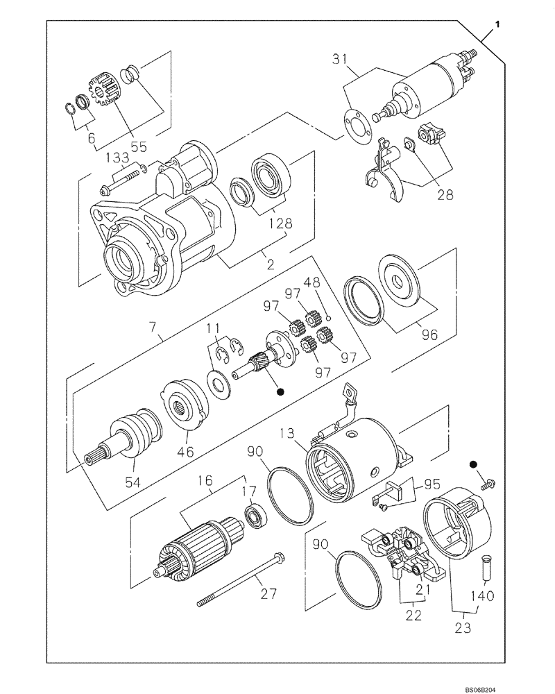 Схема запчастей Case CX700B - (04-16) - STARTER (04) - ELECTRICAL SYSTEMS