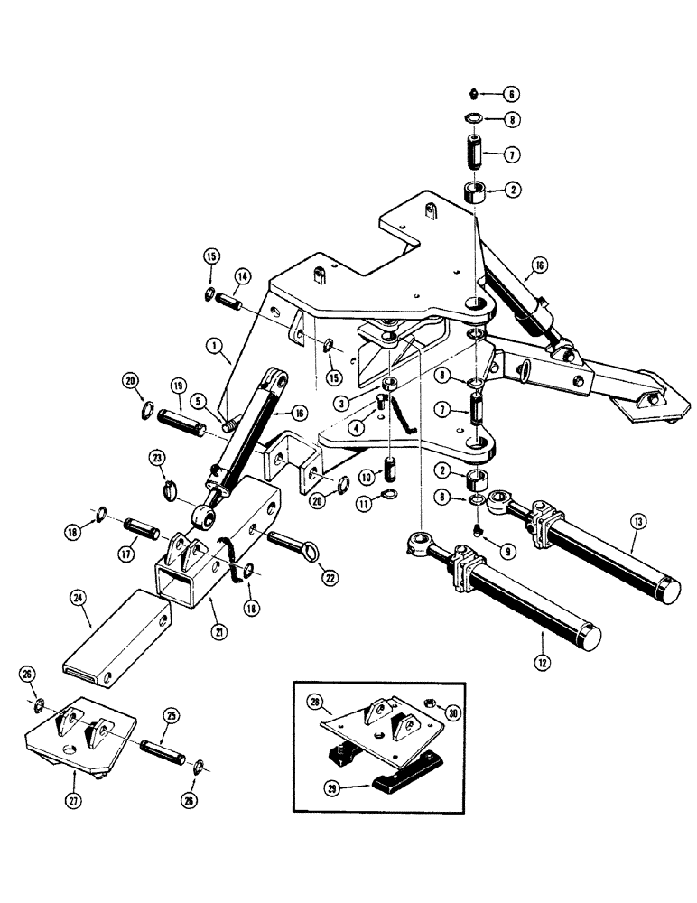 Схема запчастей Case 480CK - (22) - MOUNTING FRAME AND STABILIZERS (82) - FRONT LOADER & BUCKET