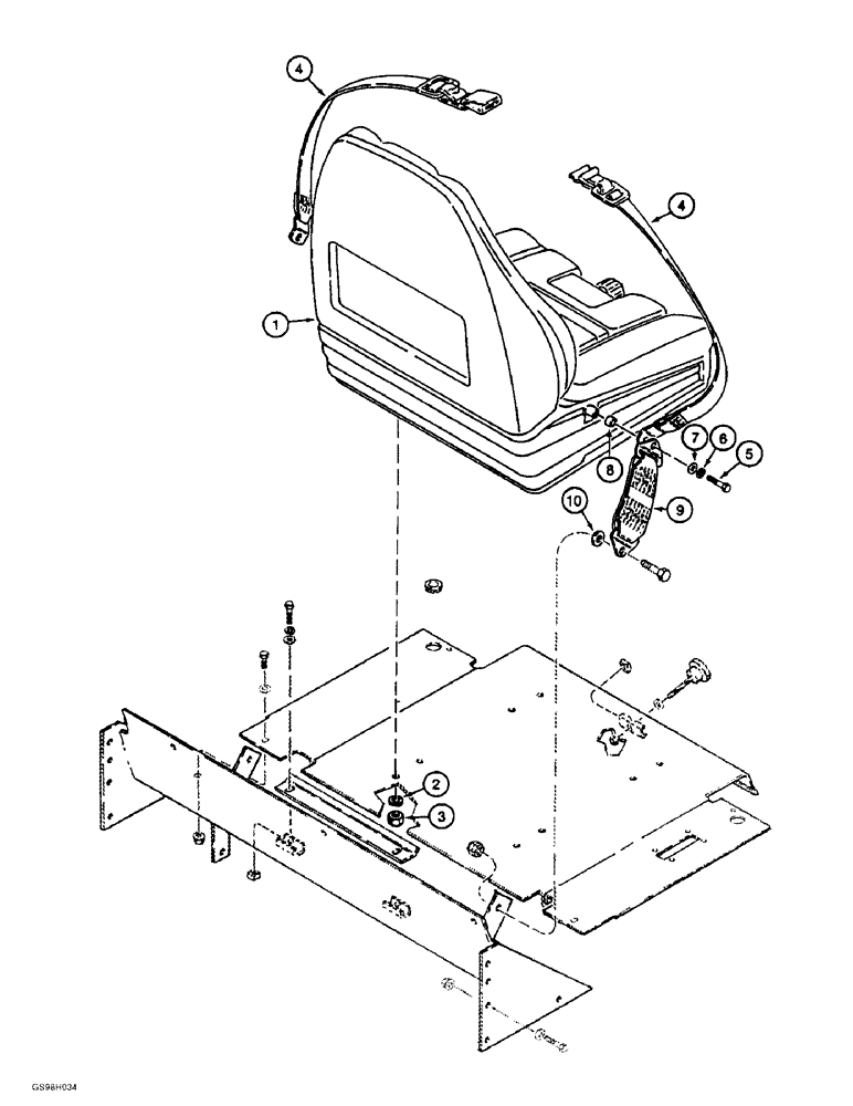 Схема запчастей Case 586E - (9-136) - DELUXE SEAT MOUNTING AND SEAT BELTS (09) - CHASSIS/ATTACHMENTS