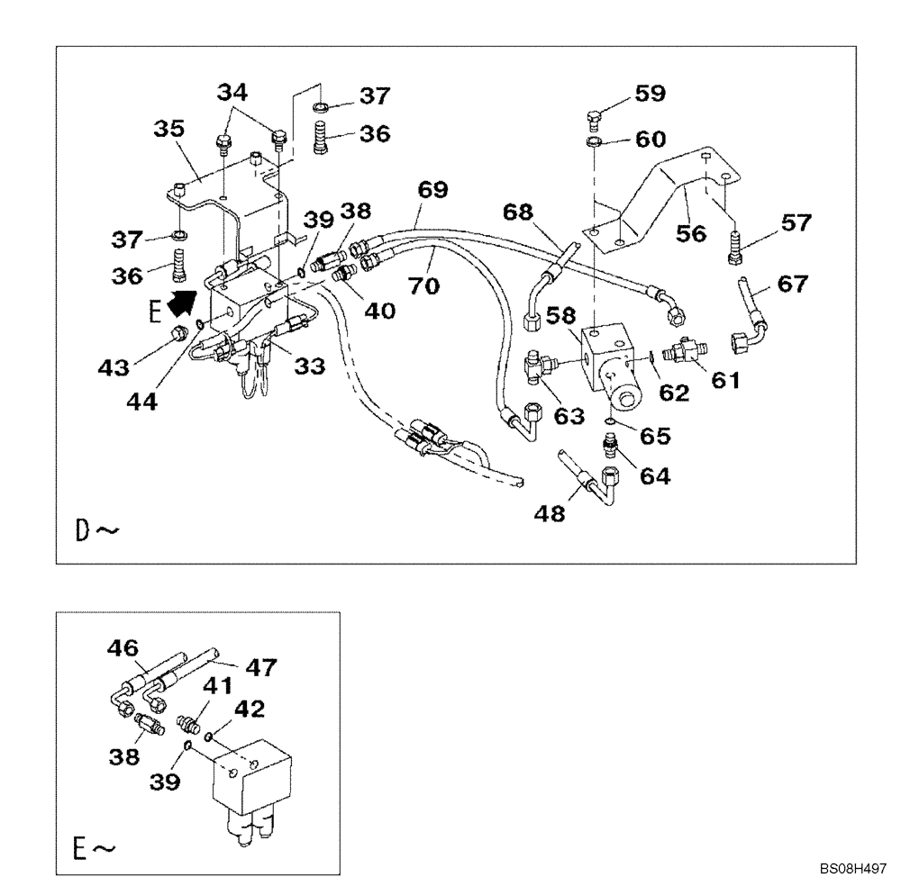 Схема запчастей Case CX470B - (08-51) - HYDRAULICS, AUXILIARY - DOUBLE ACTING CIRCUIT, TRIGGER ACTIVATED (08) - HYDRAULICS