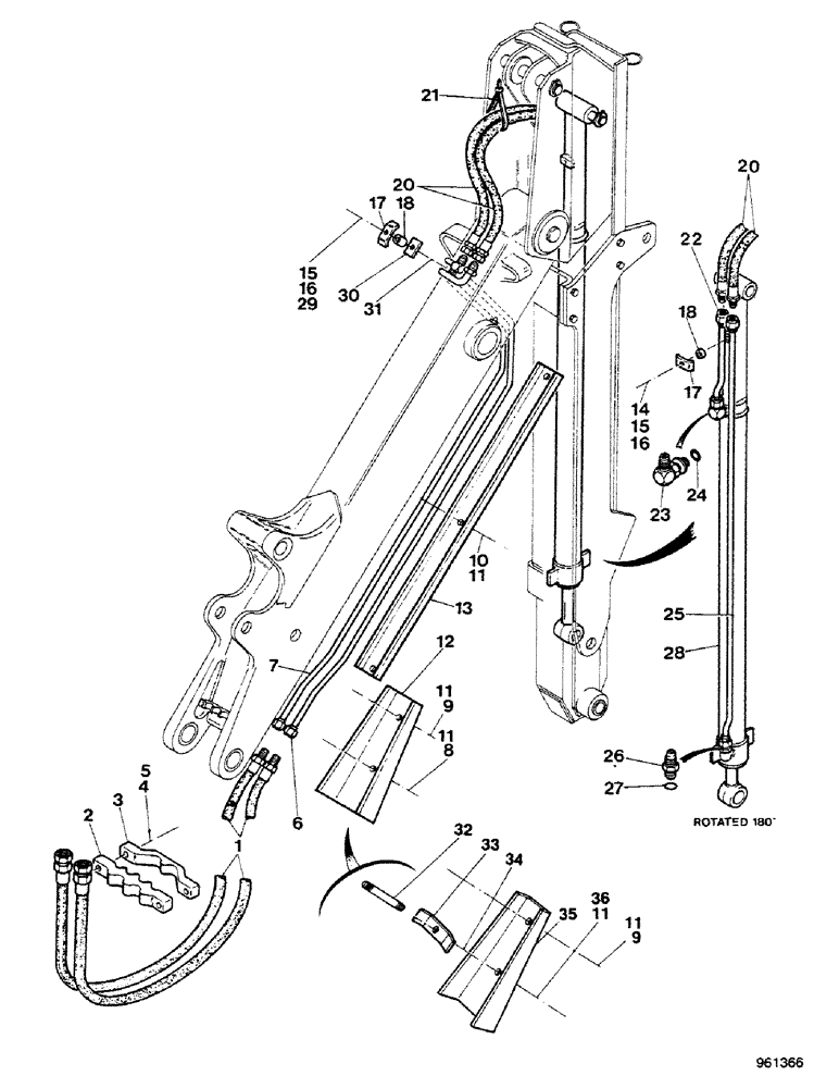 Схема запчастей Case 580G - (264) - SIDESHIFT BACKHOE - EXTENDABLE DIPPER HYDRAULIC CIRCUIT (SEE FIGURE 262) AND (SEE FIGURE 263A) (08) - HYDRAULICS