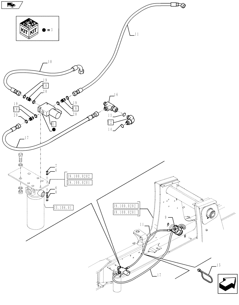 Схема запчастей Case 590SN - (35.432.0102) - VAR - 423011 - STEERING CONTROL VALVE (35) - HYDRAULIC SYSTEMS
