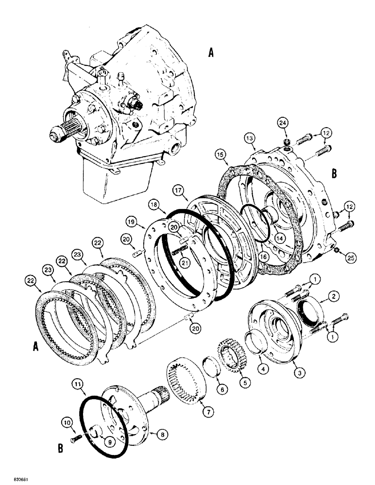 Схема запчастей Case 584E - (6-18) - POWER SHUTTLE, CHARGING PUMP AND REVERSE CLUTCH (06) - POWER TRAIN