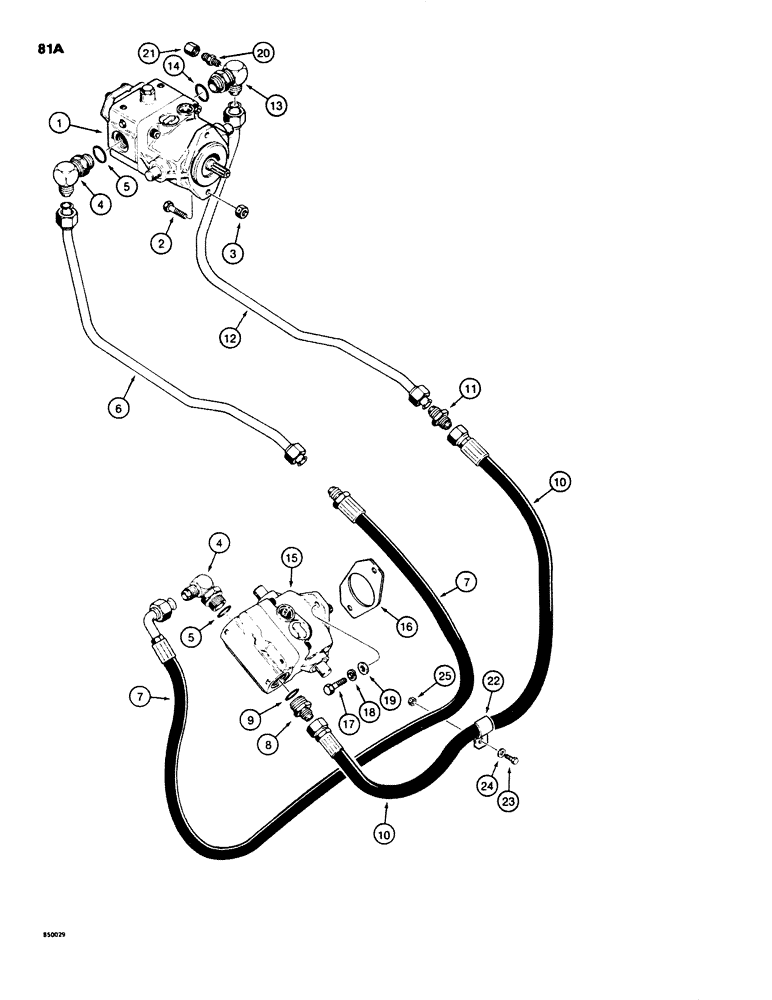 Схема запчастей Case P60 - (081A) - HYDROSTATIC PROPULSION PUMP TO MOTOR PRESSURE CIRCUIT, DEUTZ DIESEL ENGINE S/N 1232821 AND AFTER (29) - HYDROSTATIC DRIVE
