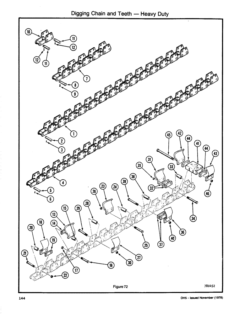 Схема запчастей Case DH5 - (144) - DIGGING CHAIN AND TEETH - HEAVY DUTY (89) - TOOLS