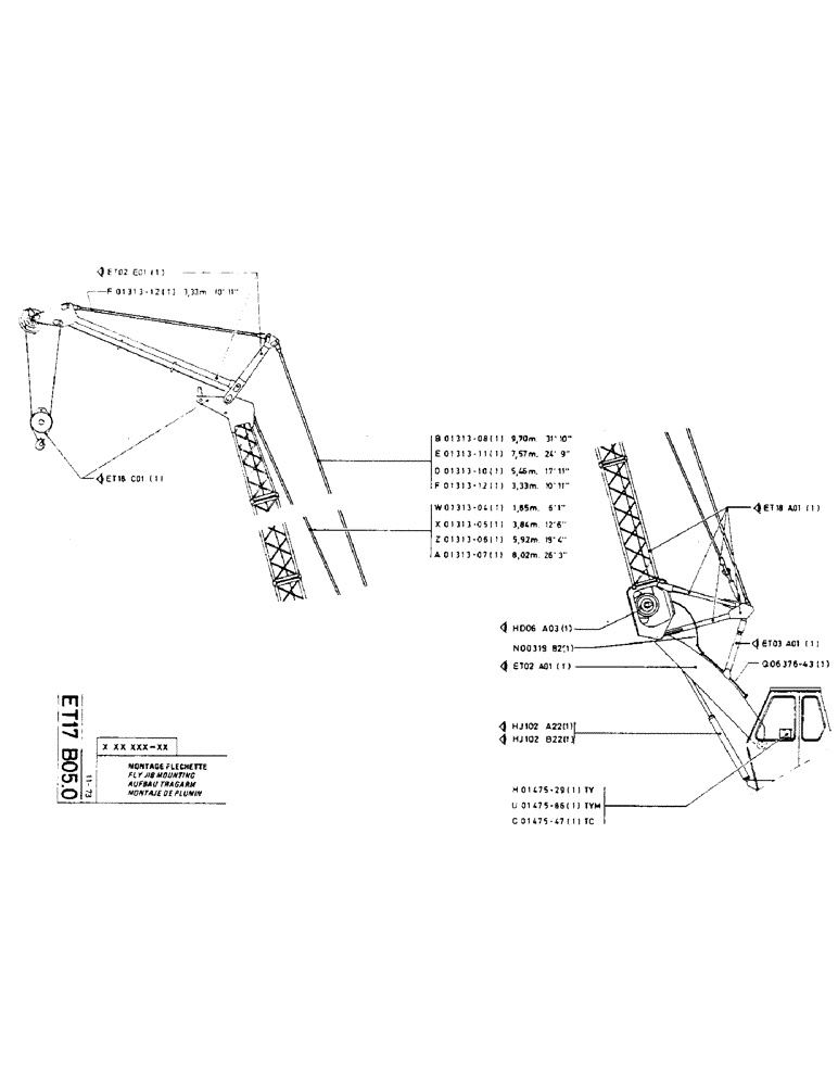Схема запчастей Case TC45 - (157) - FLY JIB MOUNTING 