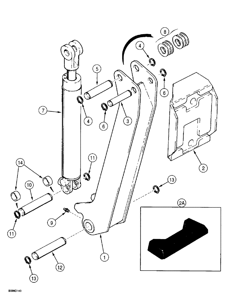 Схема запчастей Case 560 - (9-046) - BACKHOE STABILIZERS, D125 BACKHOE (09) - CHASSIS/ATTACHMENTS