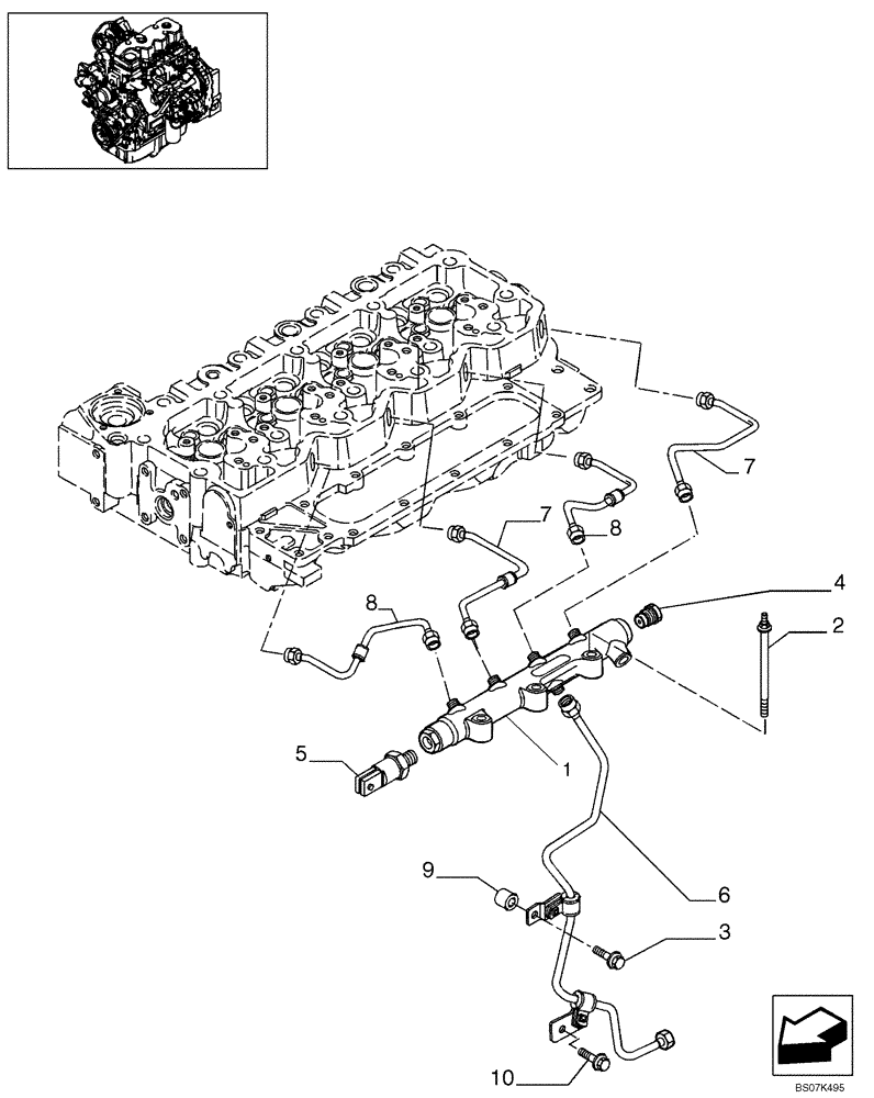 Схема запчастей Case 590SM - (03-06) - INJECTION EQUIPMENT - PIPING (03) - FUEL SYSTEM